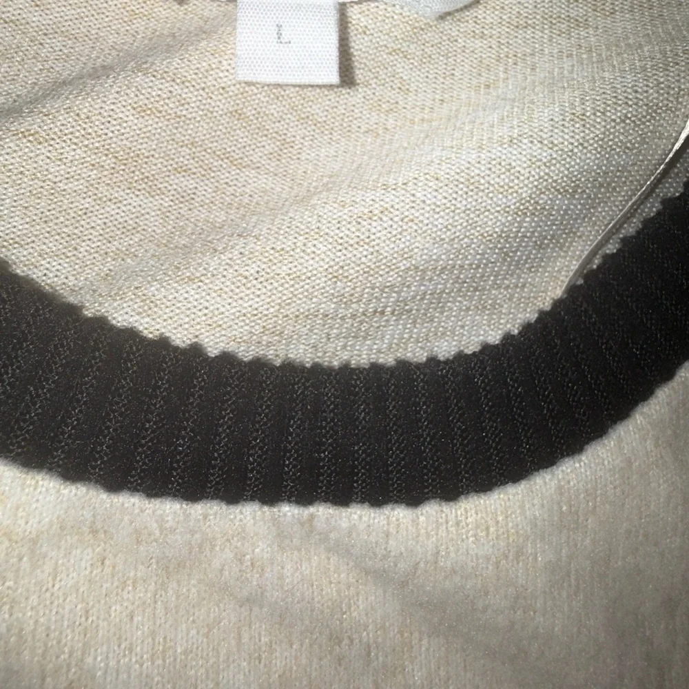 Chic Beige and Black Women's Pantsuit real black embellishment on top. - Picture 6 of 6